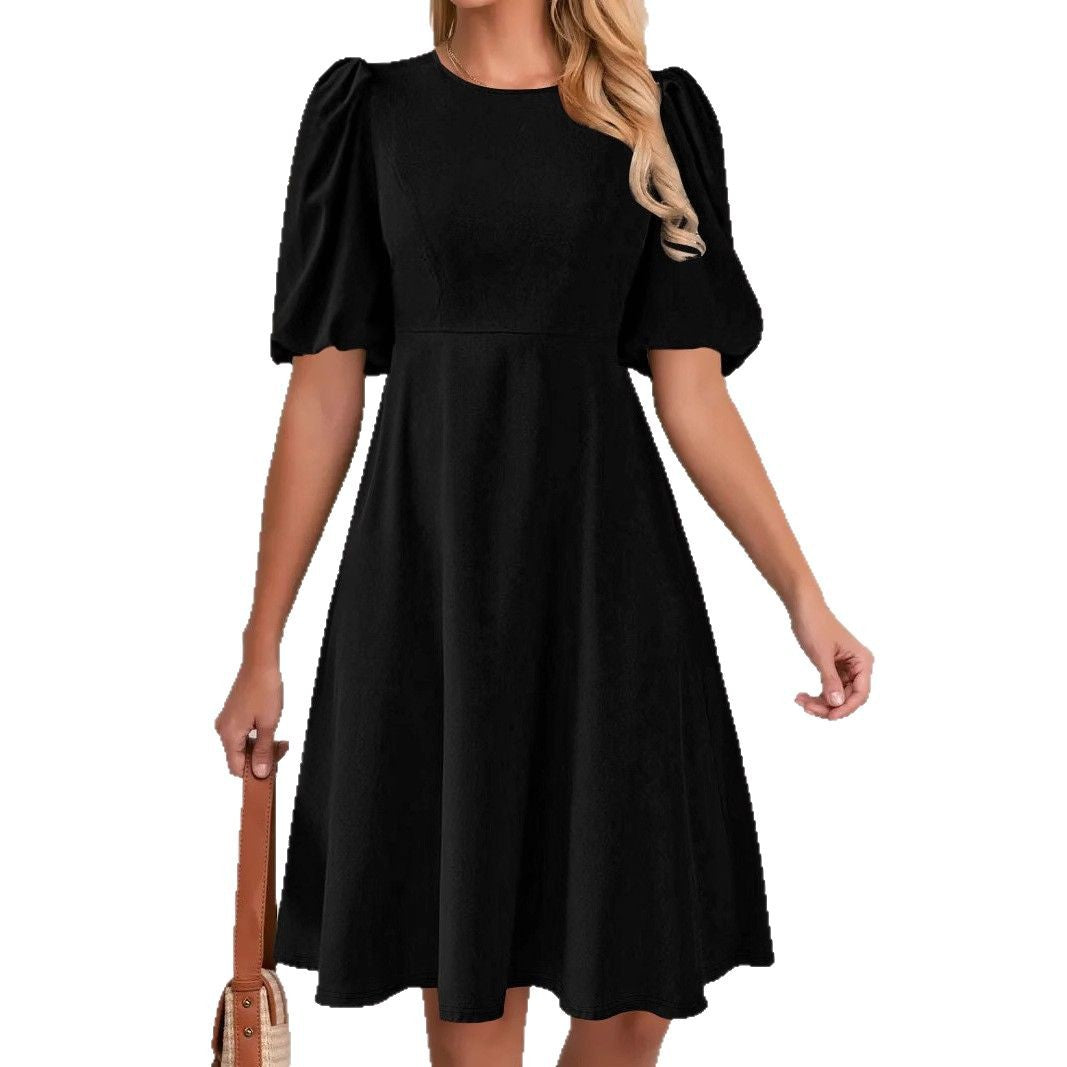 Ladies Elegant A-Line Dress Puff Sleeves Lune London