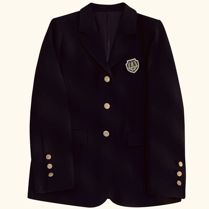 Blazer élégant pour femmes avec boutons dorés et emblème Chic & Stil