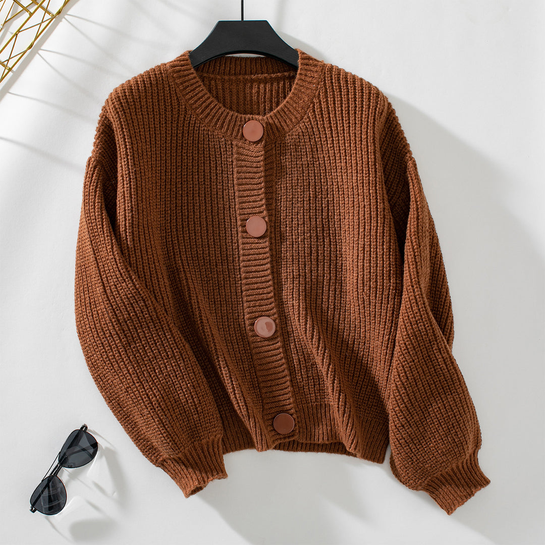 Ladies comfortable knit cardigan with large buttons and a relaxed fit Lune London