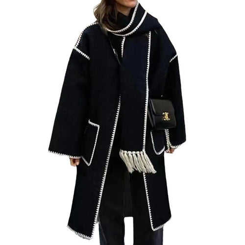 Elegant transitional coat for women with fringe embellishments Lune London