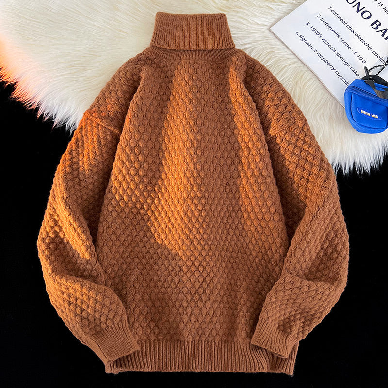 Pull femme en grosse maille avec col montant Lune London