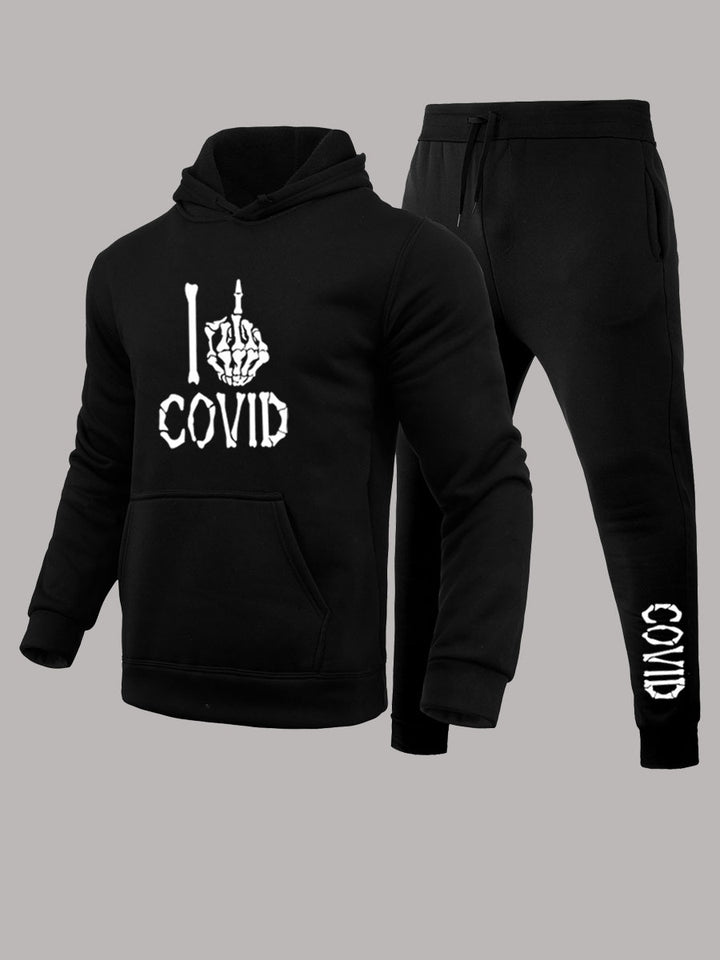 Men's Hooded and Sport Pants Set with Bold Graphic Print Lune London