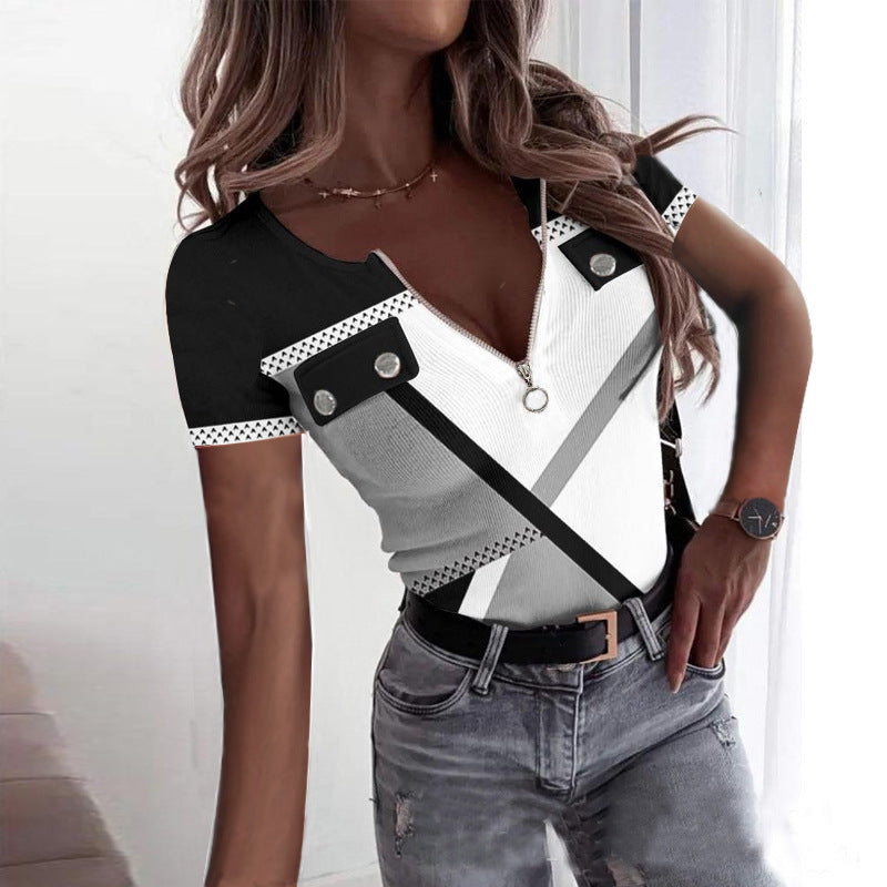 Women Trendy top with zipper and contrasting details Lune London