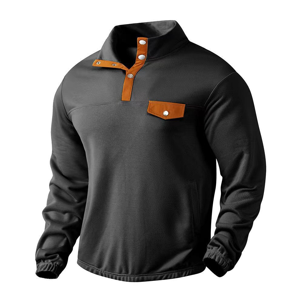 High-neck sweater for men with leather details Lune London