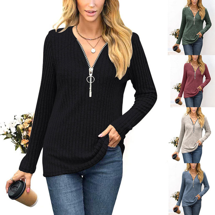 Knit sweater for women with modern zipper Lune London