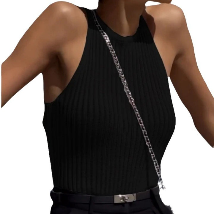 Lune London high neck ribbed knit crop top for women