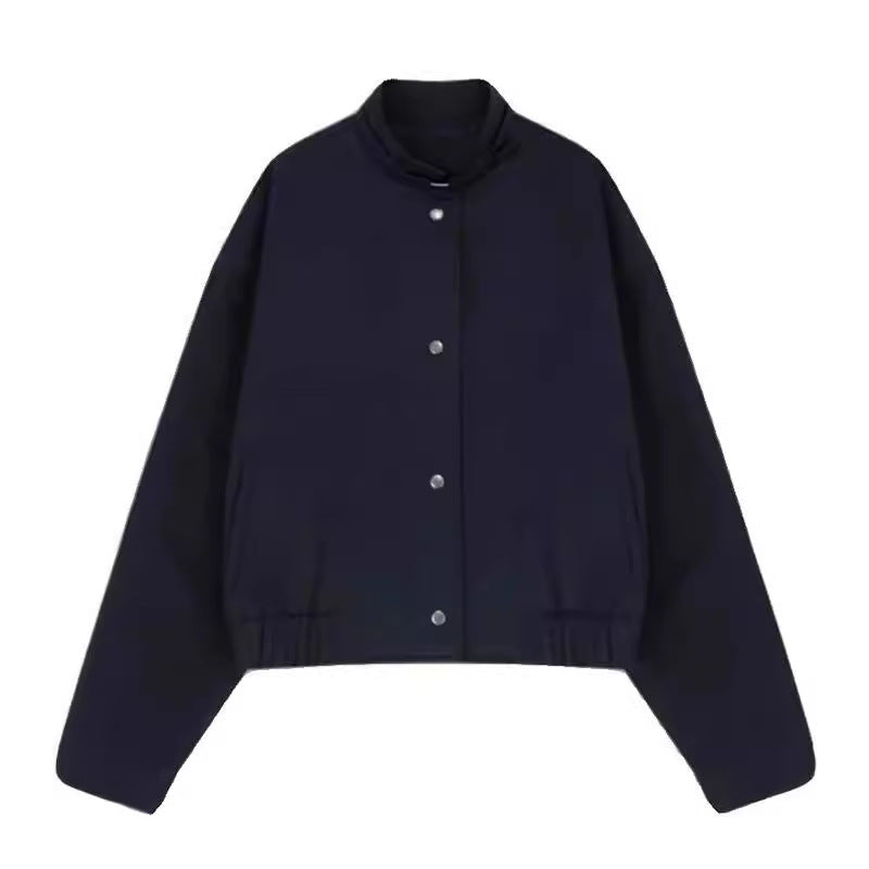 Casual short women's jacket with practical high collar and applied pockets Lune London