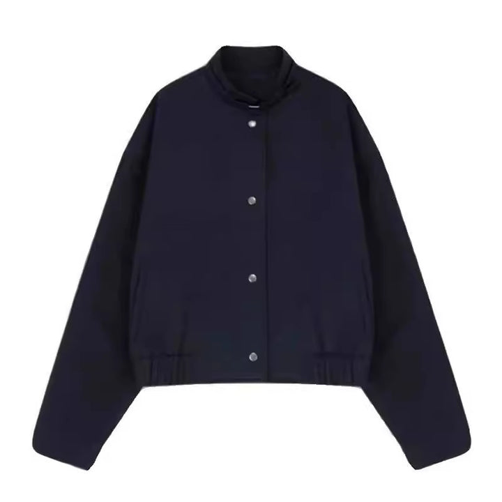 Casual short women's jacket with practical high collar and applied pockets Lune London