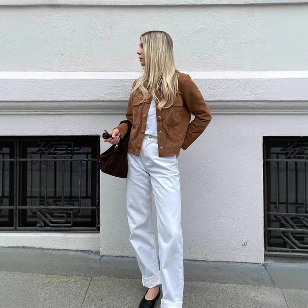 Oversized faux leather jacket for women with practical pockets Lune London