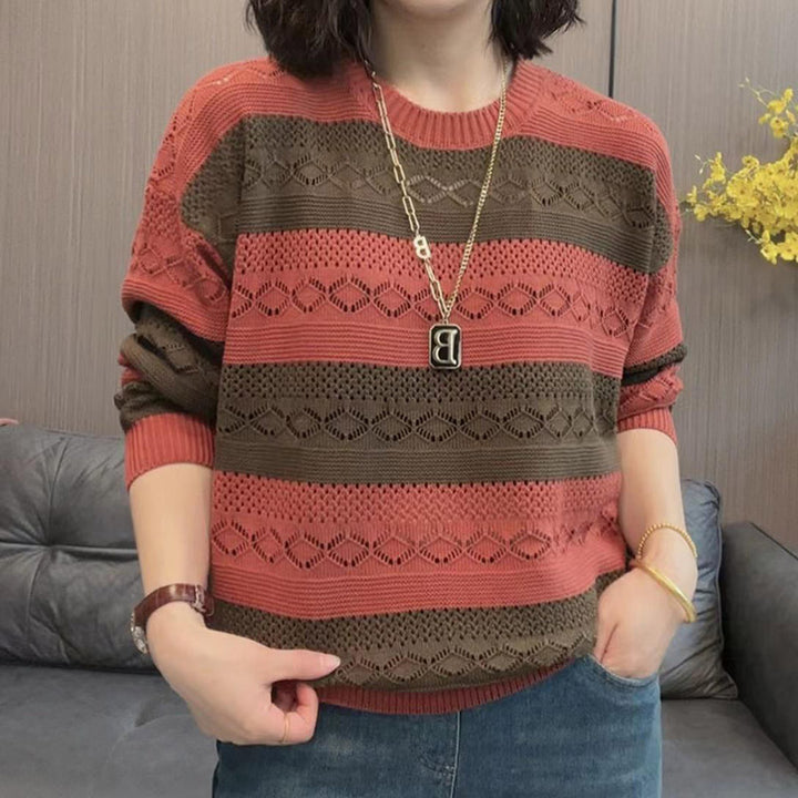 Pull en tricot pour femmes avec un motif ajouré à la mode et une coupe décontractée Lune London
