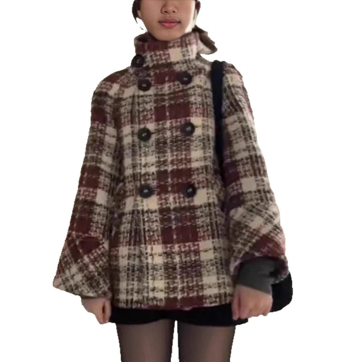 Ladies wrap jacket with checkered pattern Lune London