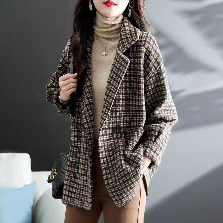 Veste en laine à carreaux pour femmes Chic & Stil