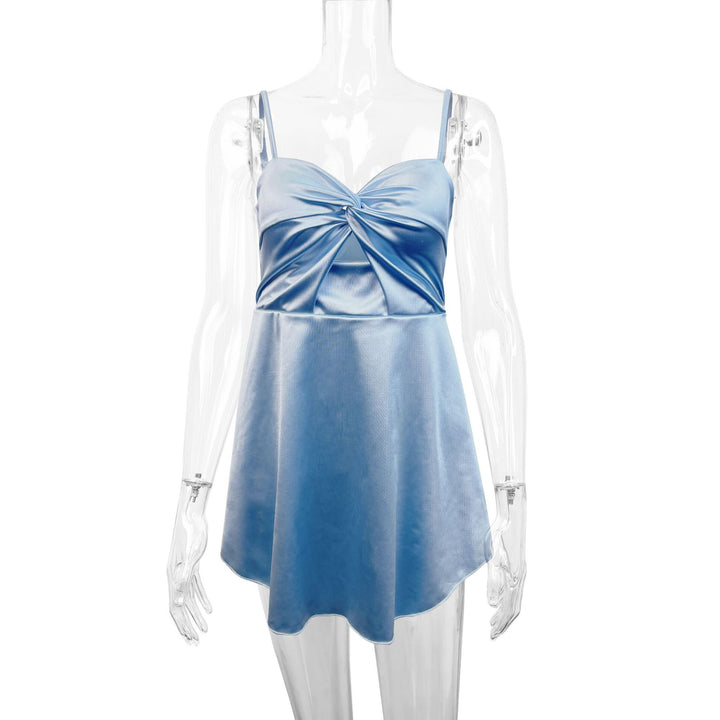 Women's summer dress with sophisticated draping and adjustable straps Lune London