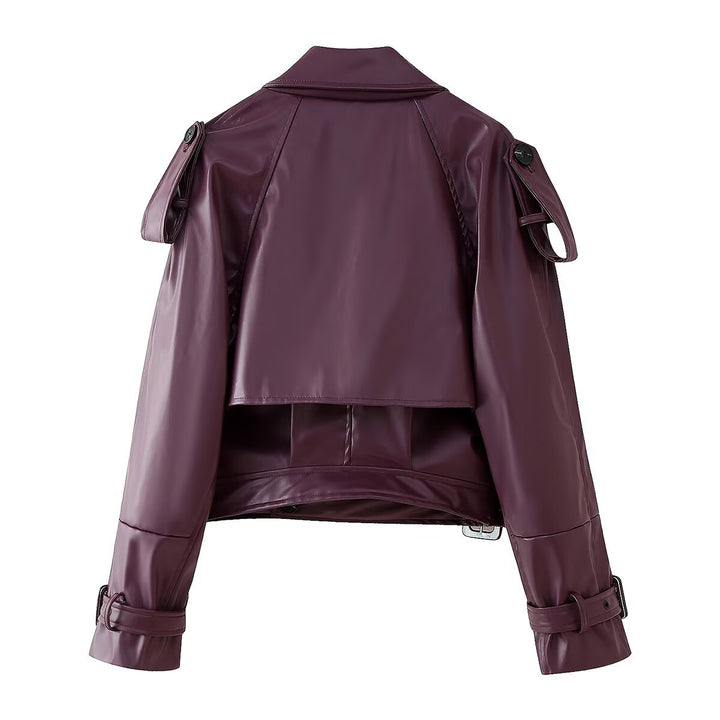 Asymmetrical faux leather biker jacket for women with practical pockets Lune London