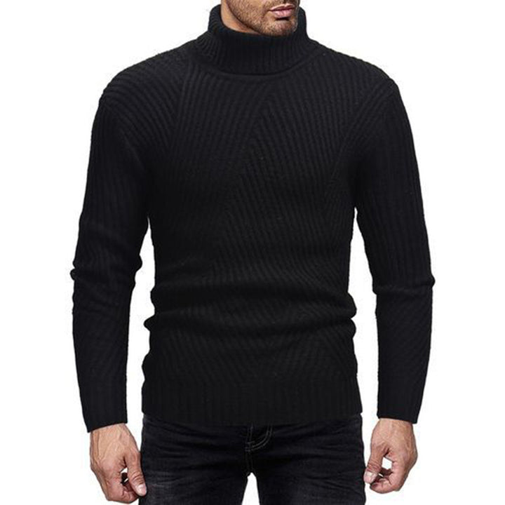 Knitted sweater for men with modern turtleneck and textured look Lune London