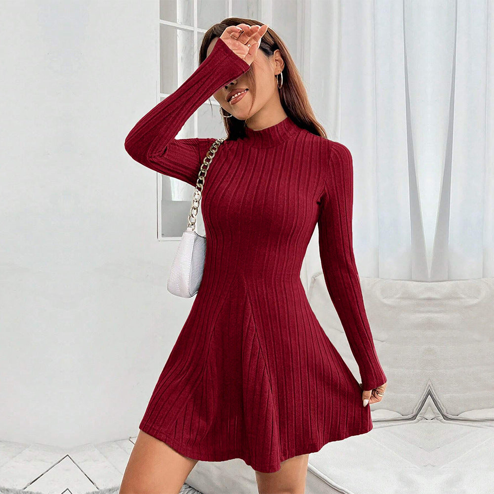 Robe tricotée pour femmes avec col montant élégant et coupe flatteuse Chic & Stil