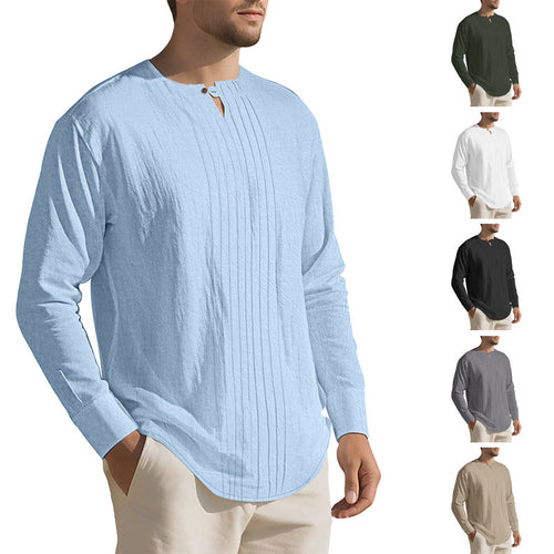 Elegant long-sleeve shirt for men with textured design and trendy high collar Lune London