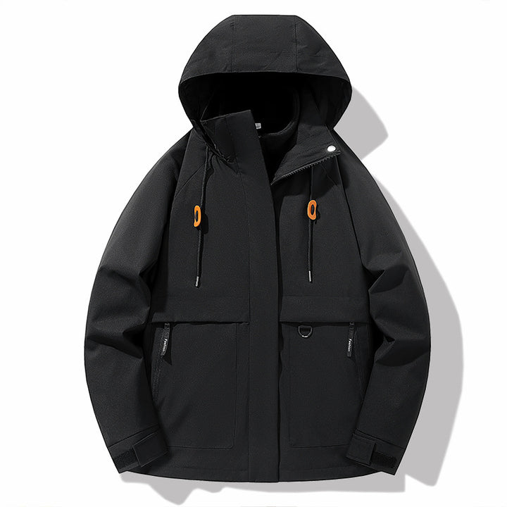 Functional jacket for men with adjustable hood and waterproof material Lune London