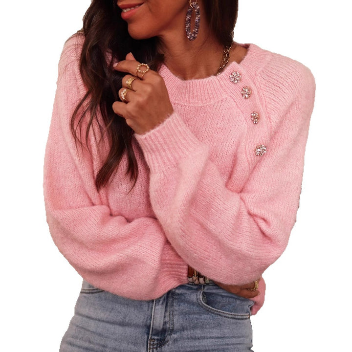 Ladies elegant loose sweater with rhinestone details Lune London
