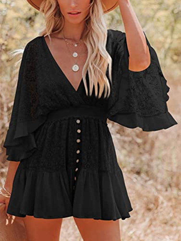 Lune London Lace Bell Sleeve Wrap Dress