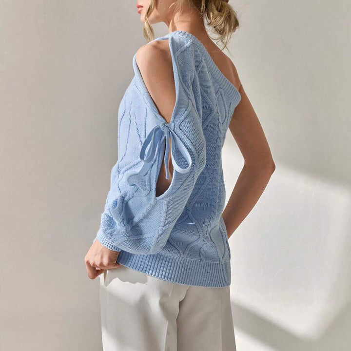 Knit sweater for women with asymmetrical cut-out details and an elegant ribbed design Lune London