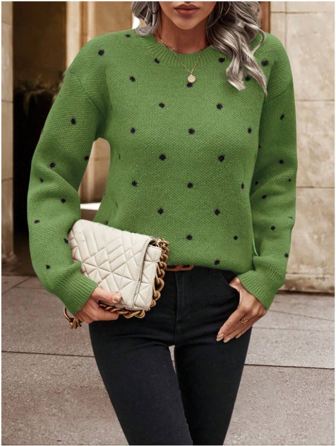 Knit patterned sweater for women with crew neck and relaxed fit Lune London
