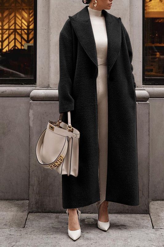 Lune London | Women's Plush Coat - Elegant Long Lapel Coat