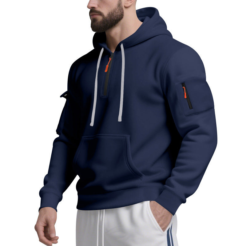 Functional hoodie for men with contrasting zipper and practical pockets Lune London