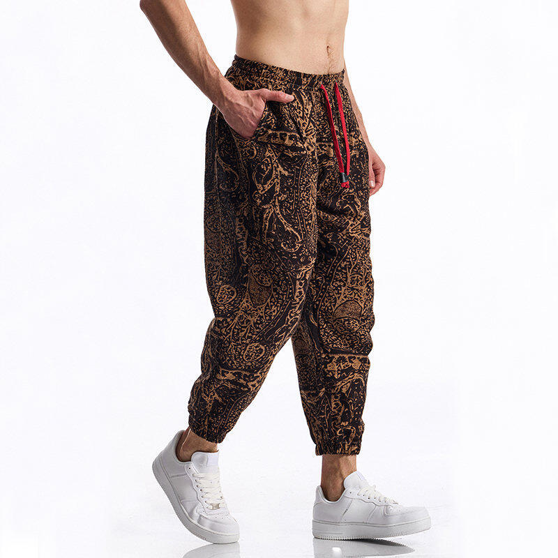 Casual Harem Pants for Men with Colorful Floral Print and Elastic Lune London