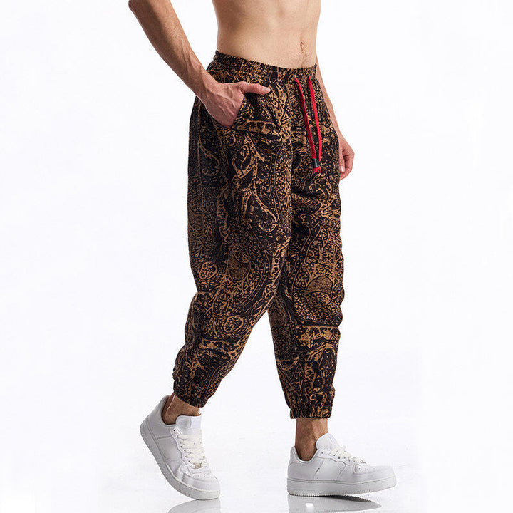 Casual Harem Pants for Men with Colorful Floral Print and Elastic Lune London