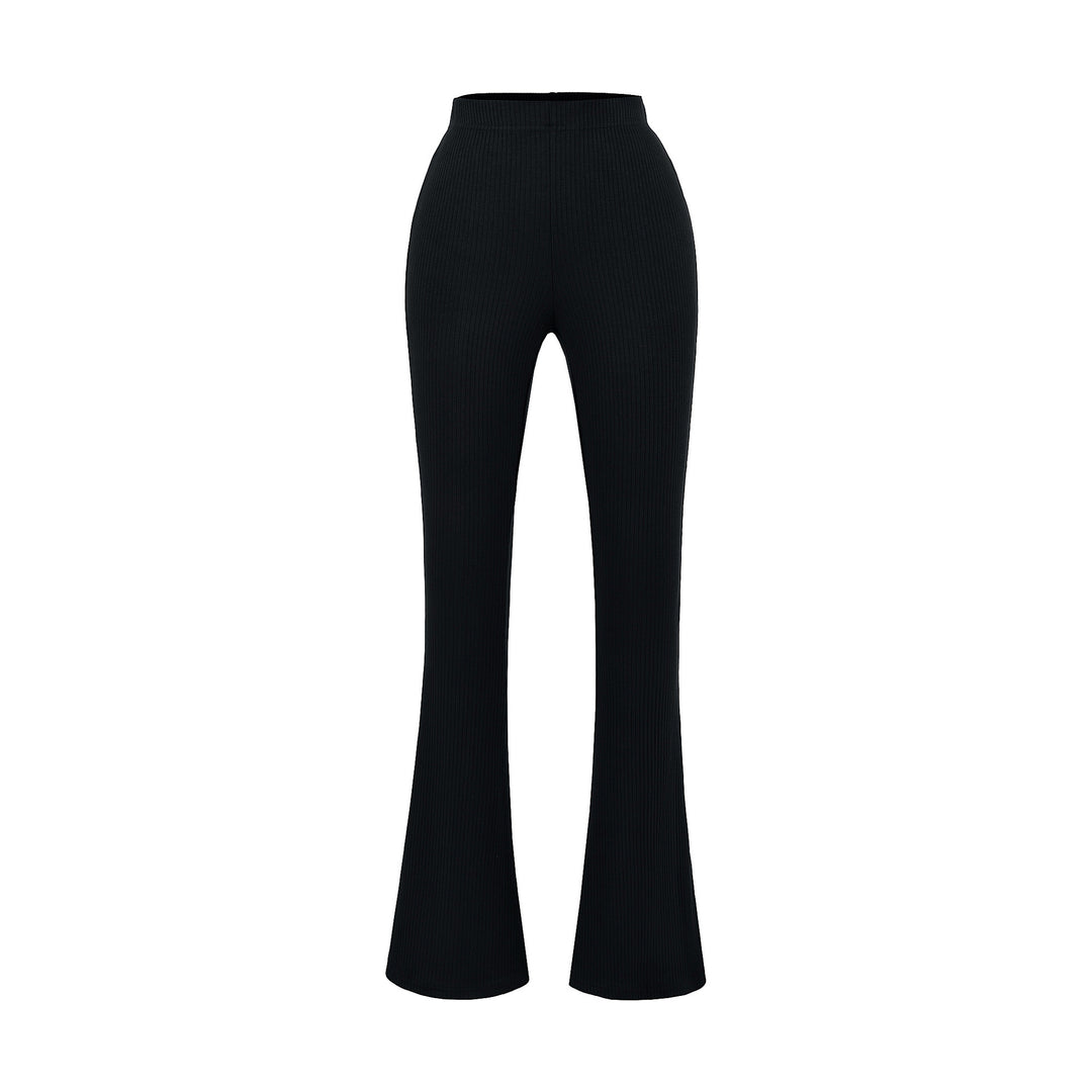 Elegant flared pants for women with a high waist and fine rib design Lune London