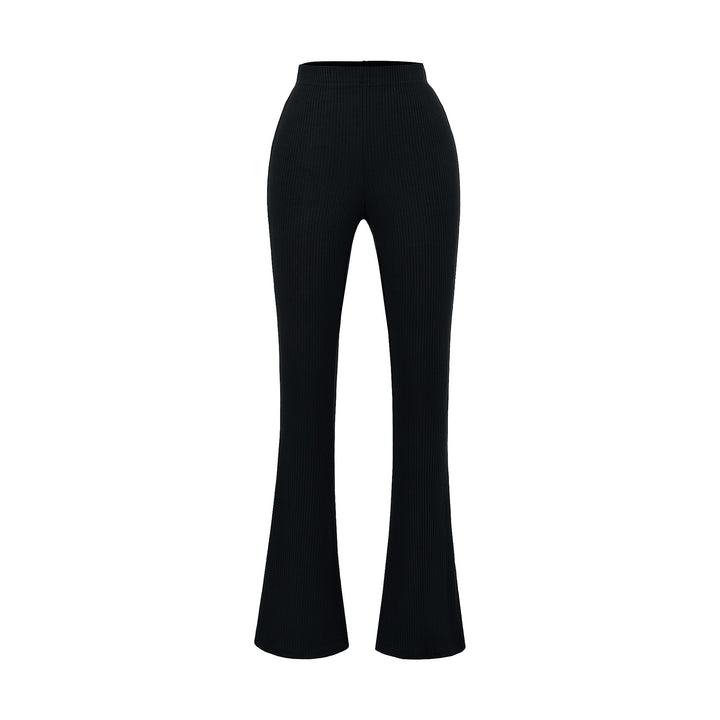 Elegant flared pants for women with a high waist and fine rib design Lune London