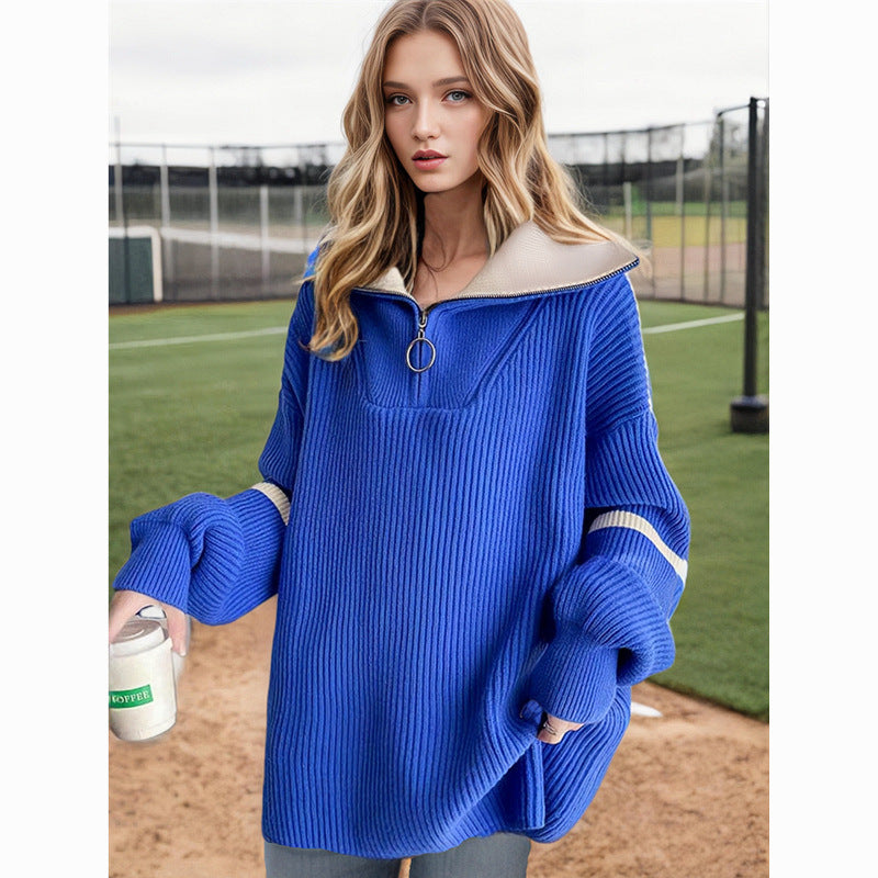 Oversized sporty sweatshirt for women with zipper and wide sleeves Lune London