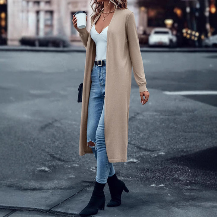 Manteau en tricot pour femmes au design ouvert et à la coupe élégante