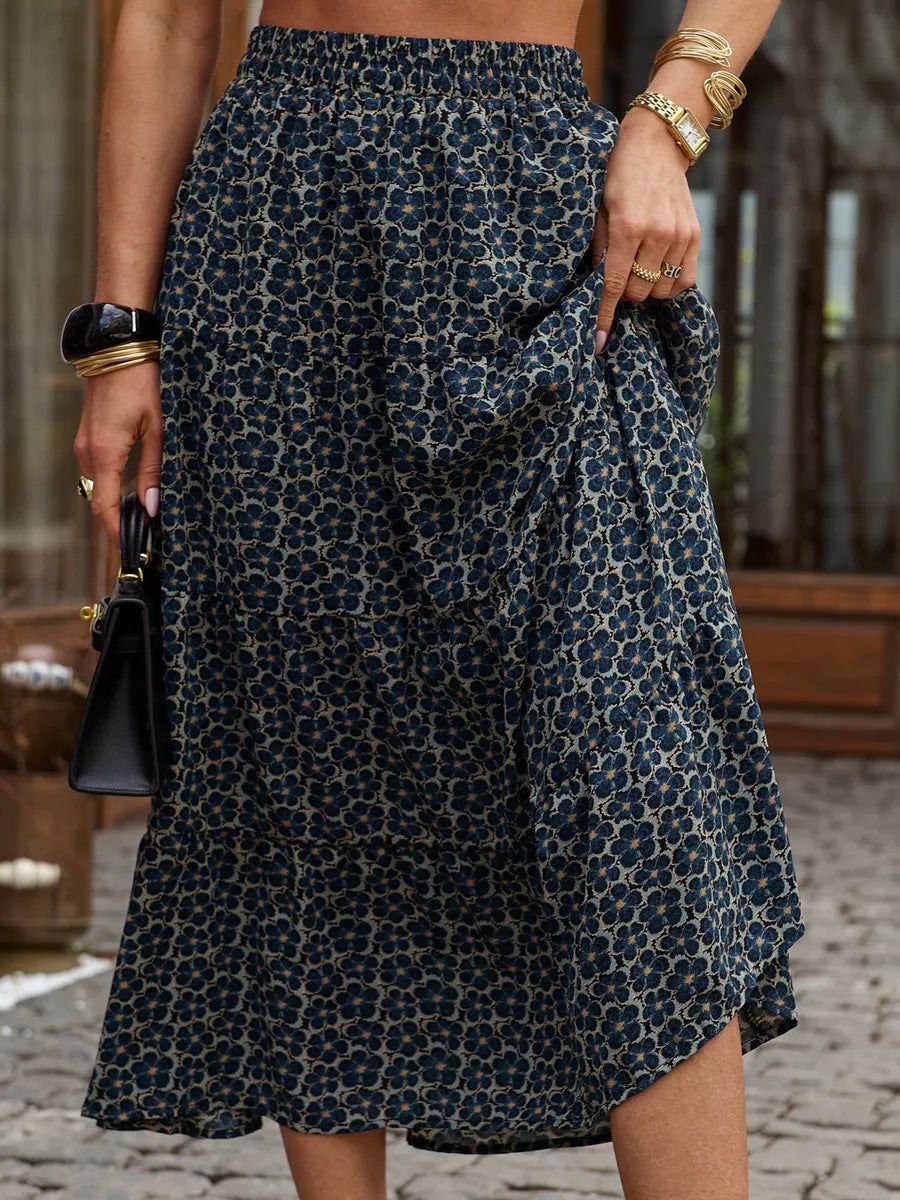 Long ruffled skirt for women in lightweight and flowy fabric with elastic waistband Lune London