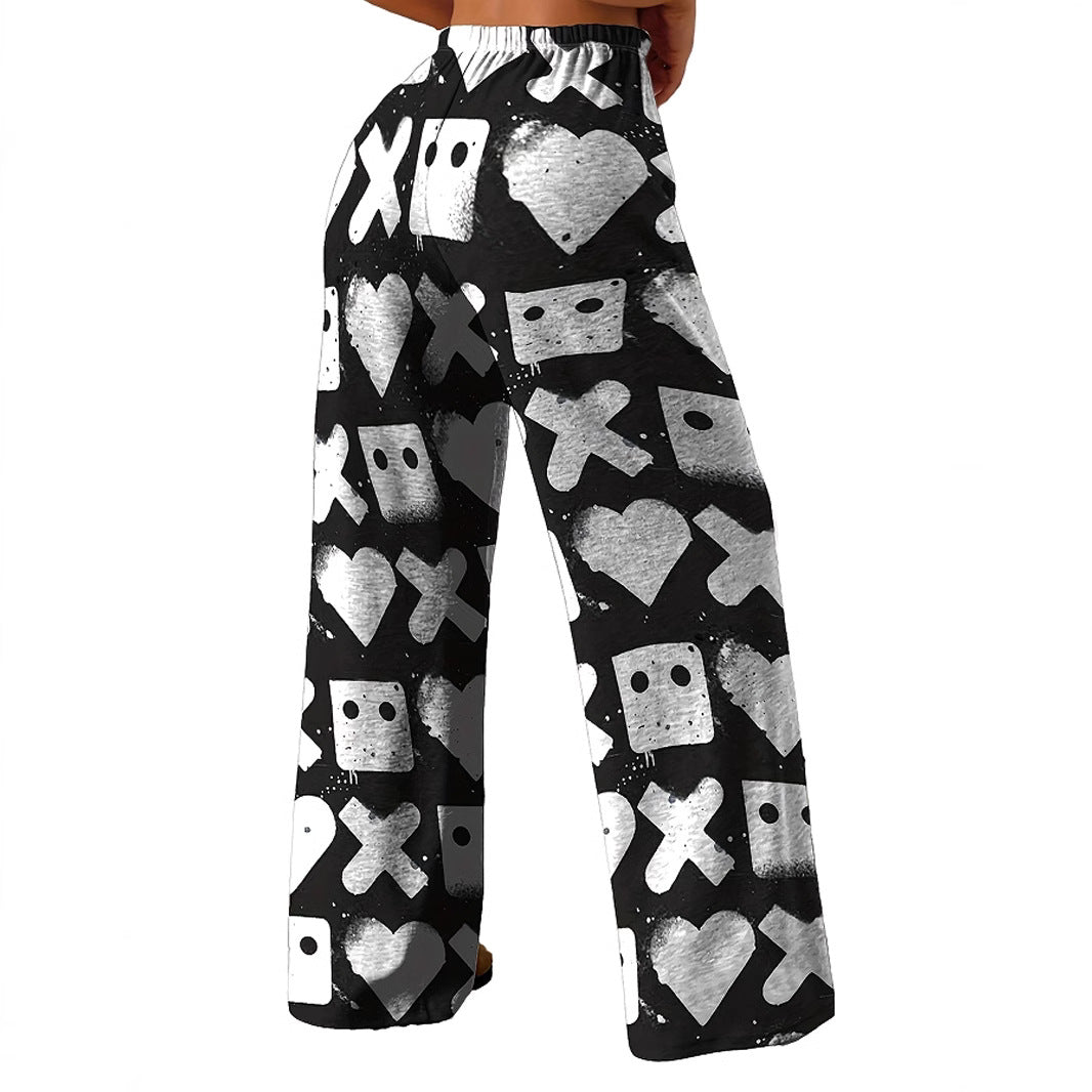Lune London women's patterned lounge pants with elastic waistband and deep pockets