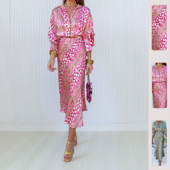 Robe maxi élégante pour femme avec motif scintillant et fronces Chic & Stil