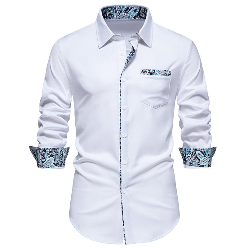 Long sleeve shirt for men with trendy paisley pattern on the collar and cuffs Lune London