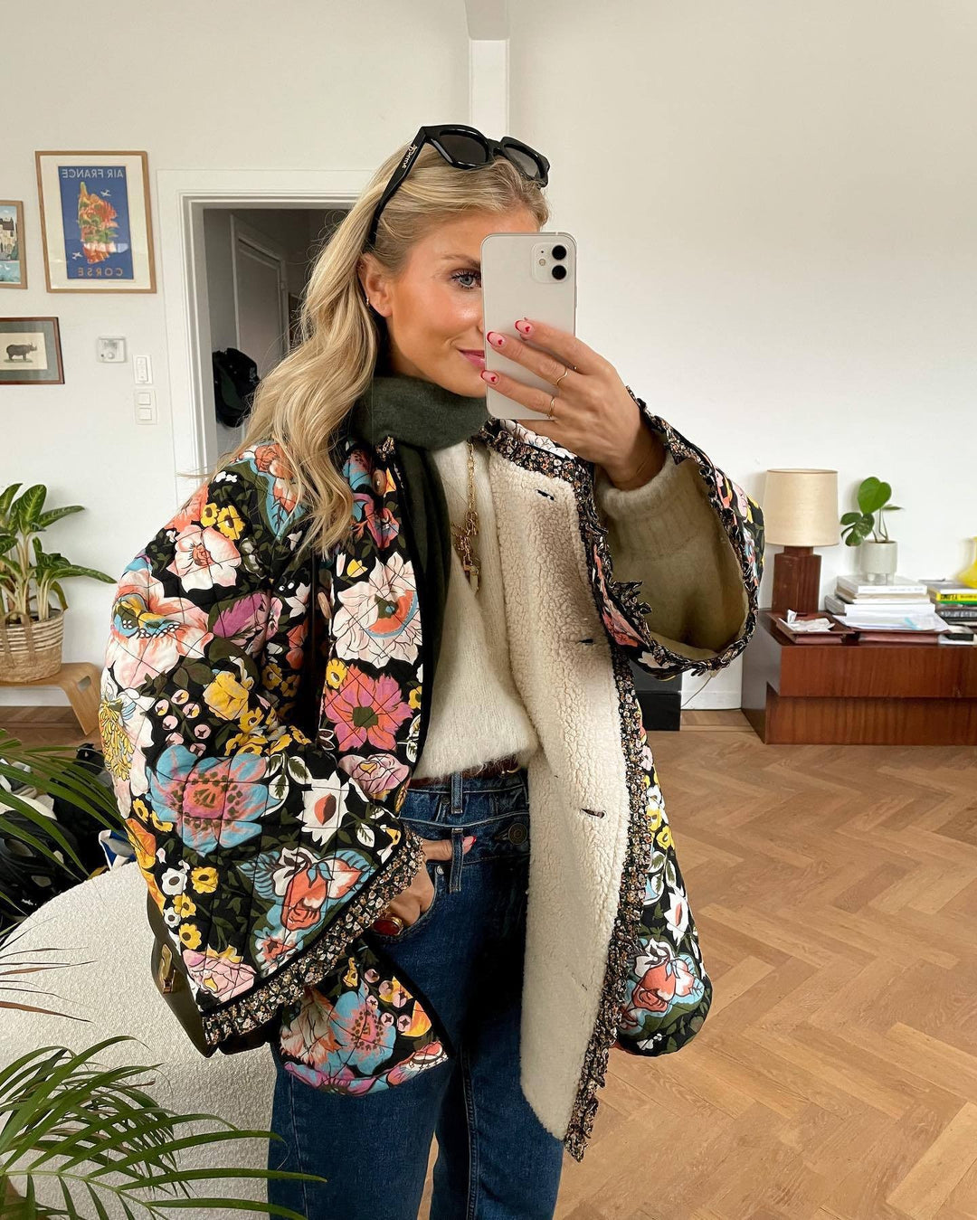Floral patterned quilted jacket for women Lune London