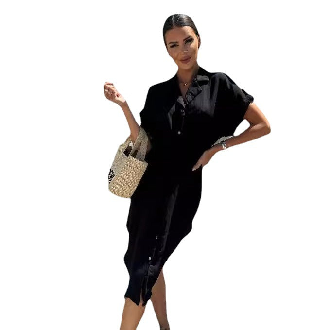 Relaxed button-up shirt dress for women with tie belt Lune London
