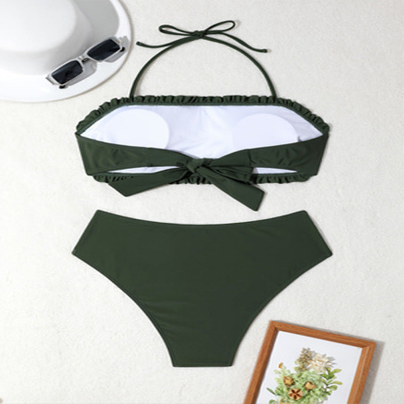 Ladies Ruffle Bandeau Two-Piece Bikini Set Lune London