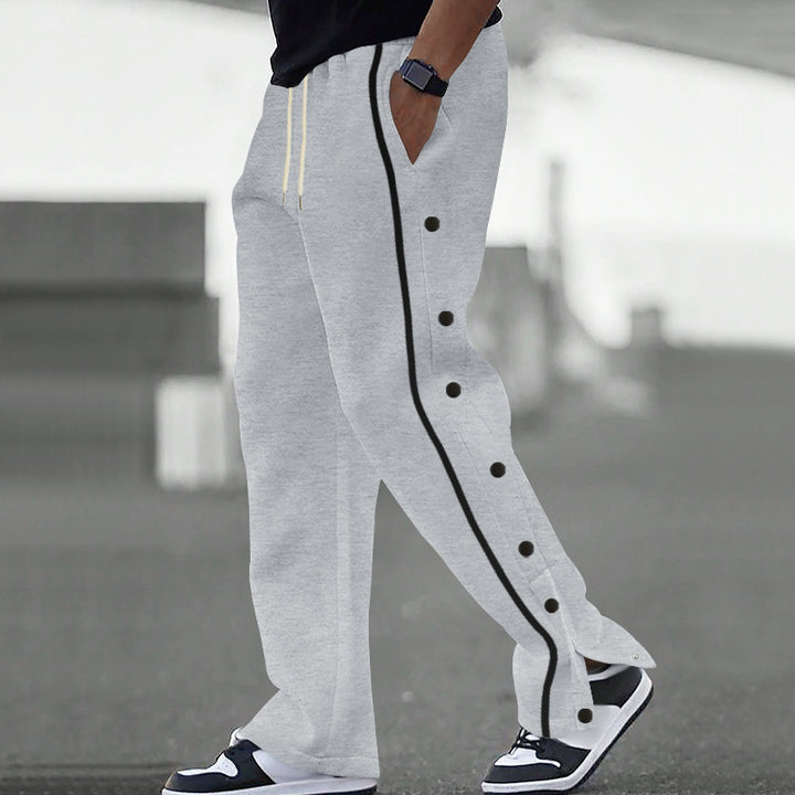 Men's sporty leisure pants with snap button detail and elastic waistband Lune London