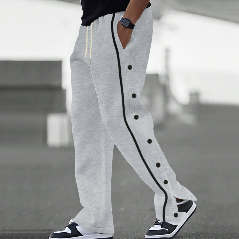 Men's Sporty Loose Jogging Pants with Snap Buttons Lune London
