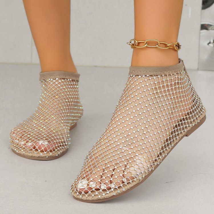 Glamorous ladies mesh shoes with rhinestone embellishments Lune London
