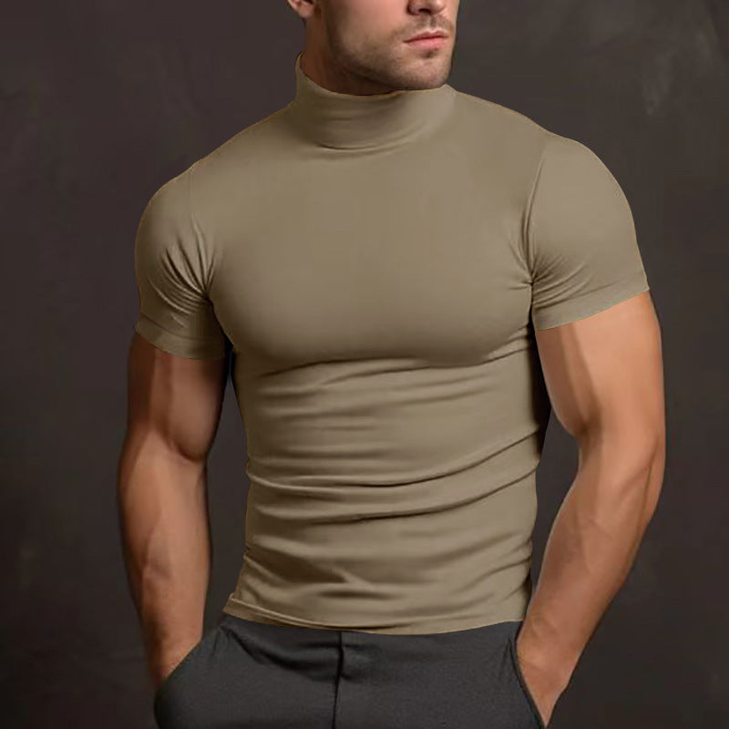 Fitted men's T-shirt with short high collar and highly stretchable material Lune London