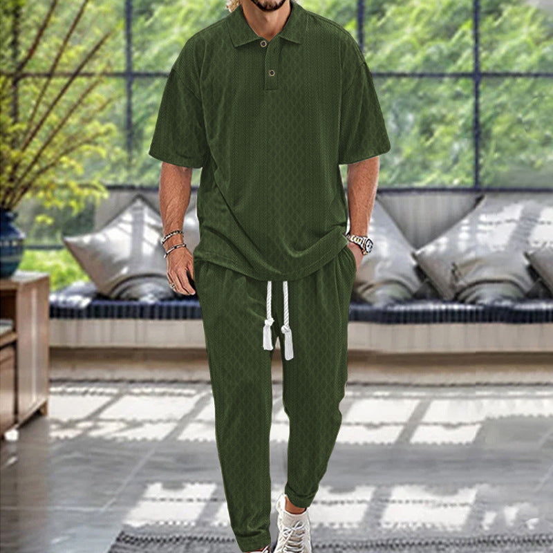 Relaxed-Fit Leisure Suit for Men with Contrasting Details and an Elastic Waist Lune London