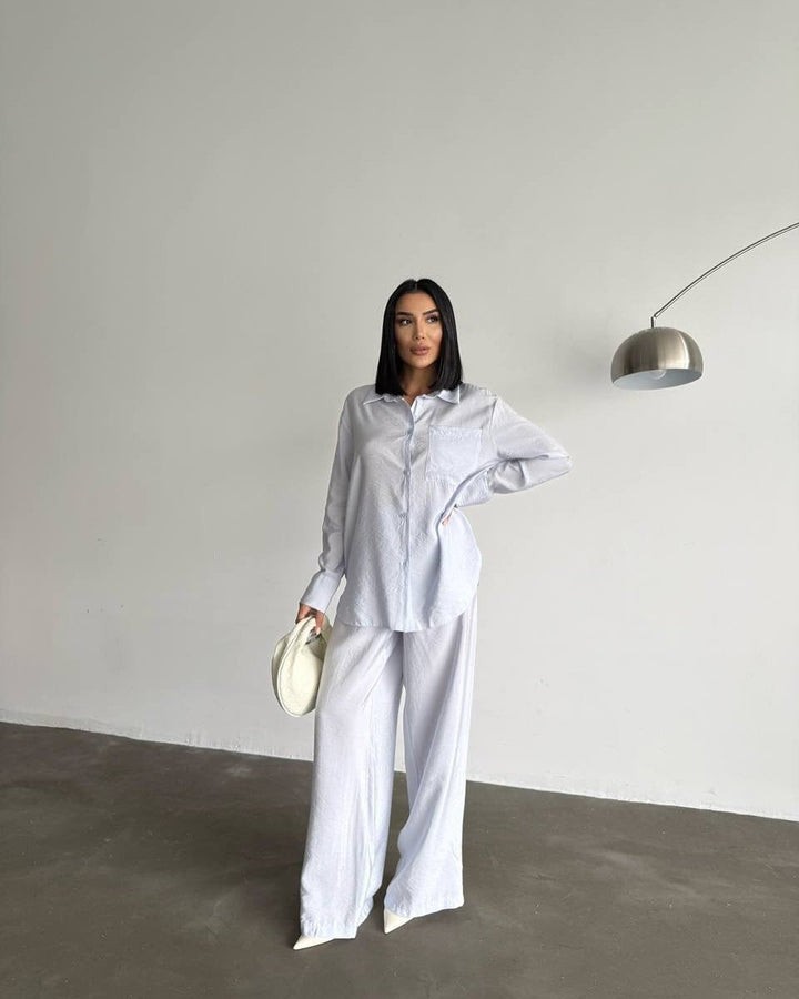Women's Long-Sleeved Silk Shirt with Fine Structure Lune London