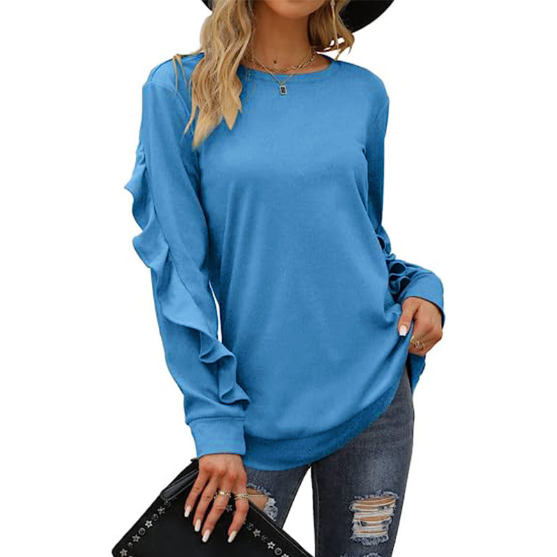 Women Casual Sweatshirt with Ruffled Sleeves Lune London
