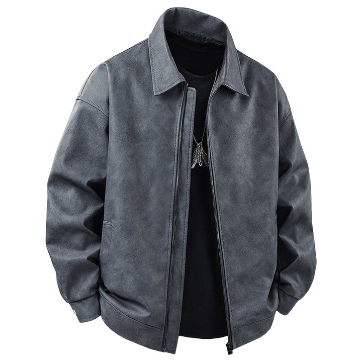 Sporty synthetic leather jacket for men with elastic waist Lune London