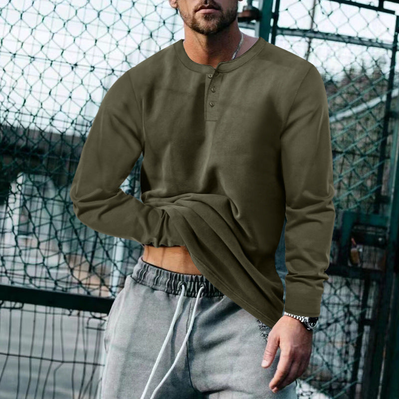 Men's Long Sleeve Henley Shirt with Classic Button Placket Design and Soft Cotton Blend Lune London